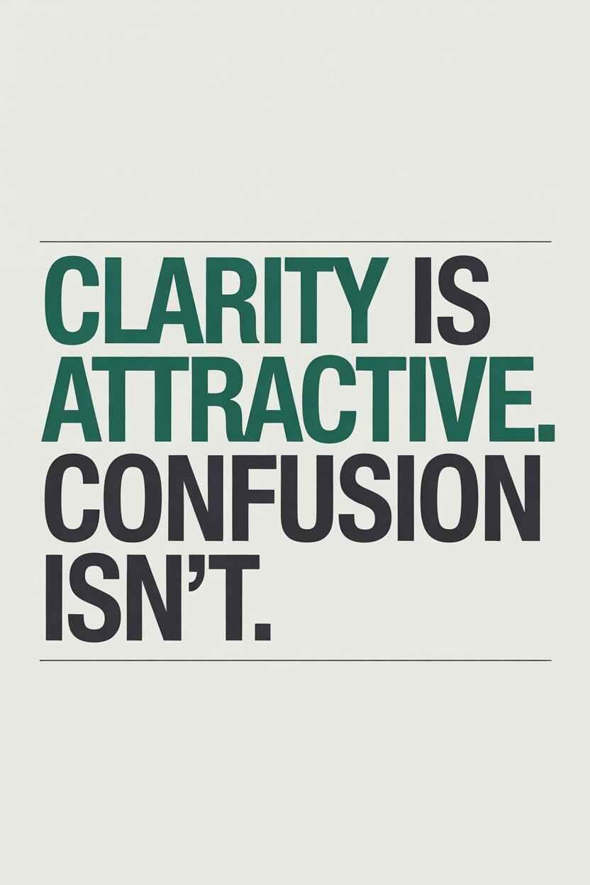 Relationship quote about clarity and real attraction.