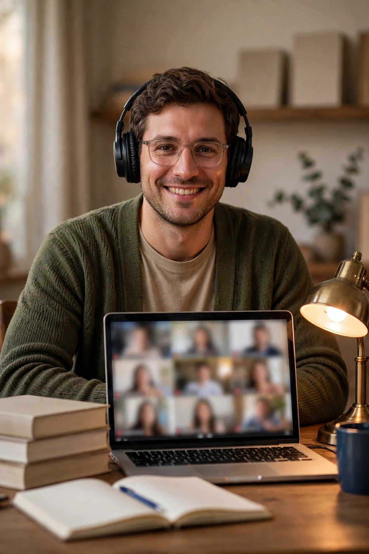 Online tutor teaching on a video call